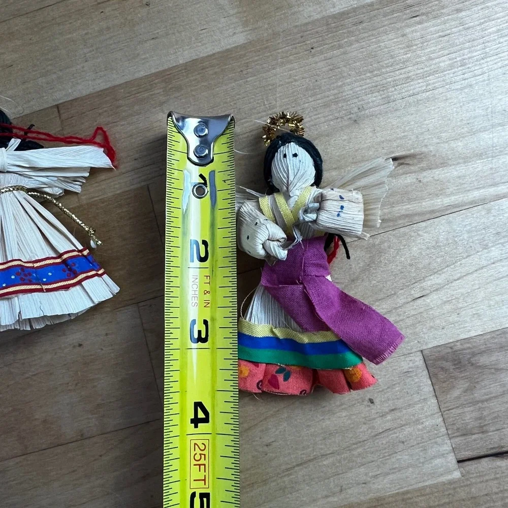 Set of 4 Handcrafted Corn Husk Angels Christmas Ornaments Festive‎ Decor 4